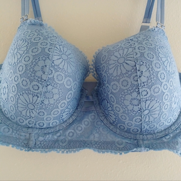NWT Aerie Sky Blue Lace Balcinette Bra, Size 40DD - Picture 5 of 16